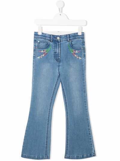 Stella McCartney Kids расклешенные джинсы с цветочной вышивкой