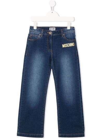 Moschino Kids прямые джинсы с логотипом