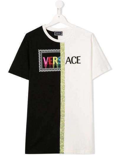 Young Versace TEEN logo print contrast T-shirt YC000147YA00079T