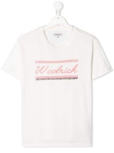Woolrich Kids футболка с вышитым логотипом WKTE0056FRTUT1411
