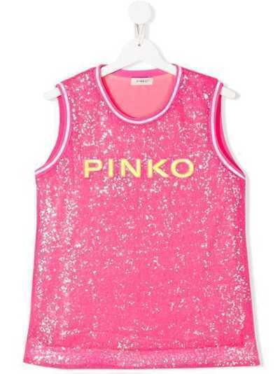 Pinko Kids топ без рукавов с вышивкой пайетками 24584
