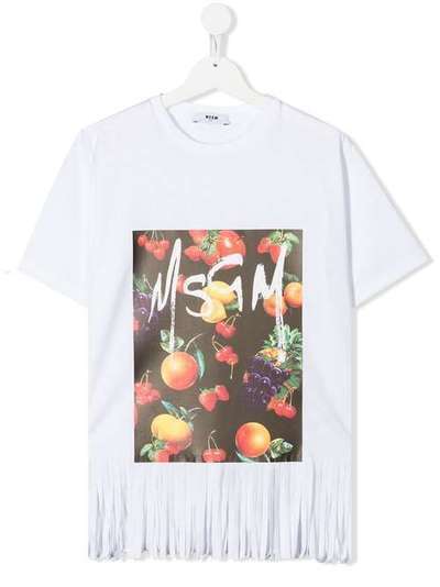 Msgm Kids футболка с графичным принтом и бахромой 22052