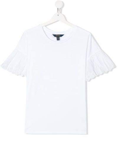 Ralph Lauren Kids футболка с оборками на рукавах и люверсами 313783975