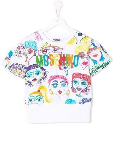 Moschino Kids TEEN cartoon faces print T-shirt HDF02JLDB34