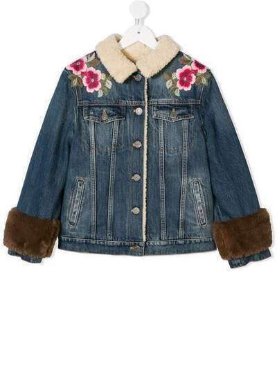 Gucci Kids джинсовая куртка с вышивкой и отделкой из овчины 519727XRB26