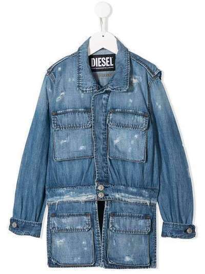 Diesel Kids distressed multi-pocket denim jacket 00J4SLKXB33