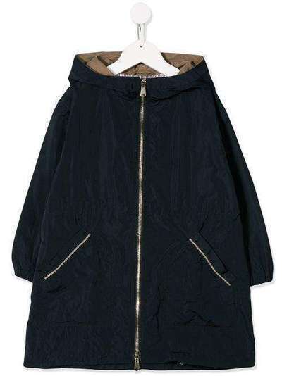 Brunello Cucinelli Kids пальто на молнии с капюшоном BF527O415