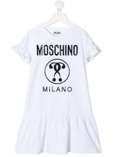 Moschino Kids платье с оборками и логотипом