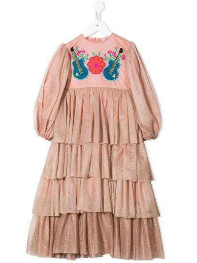 Raspberry Plum ярусное платье Goldie с длинными рукавами и вышивкой