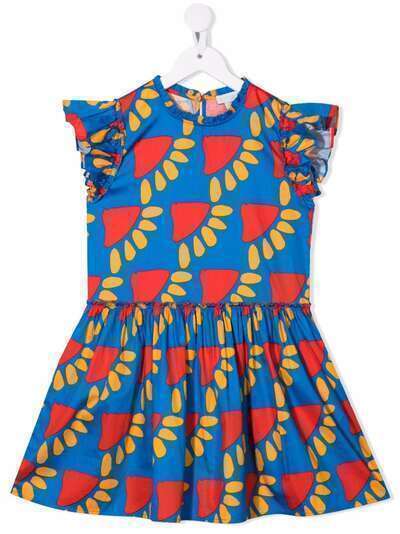 Stella McCartney Kids платье с оборками и абстрактным принтом