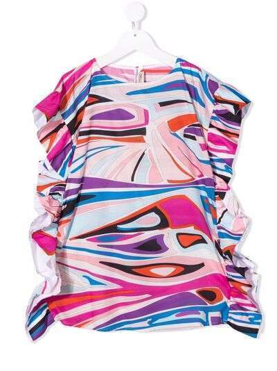 Emilio Pucci Junior платье с оборками и абстрактным принтом