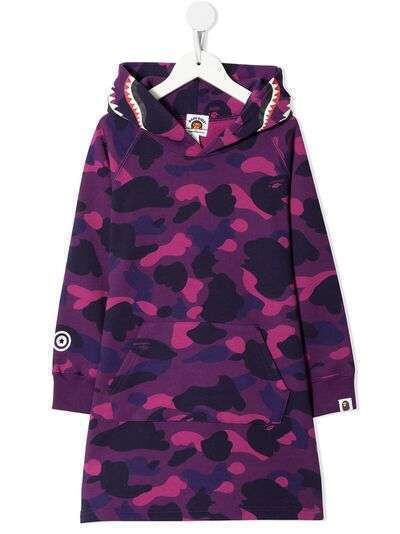 A BATHING APE® платье Camo Shark с капюшоном