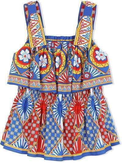 Dolce & Gabbana Kids платье мини с принтом Carretto