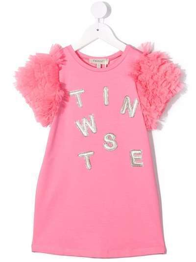 TWINSET Kids платье-футболка с оборками и логотипом