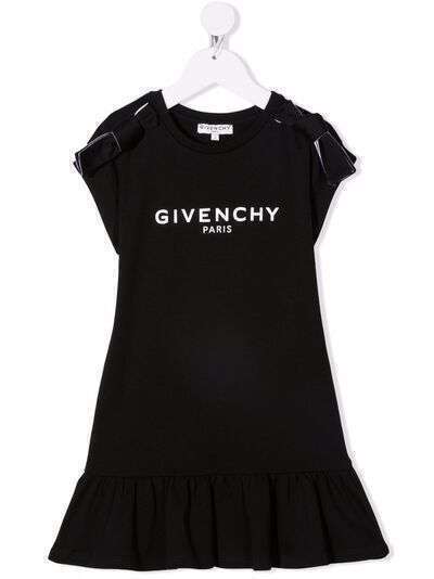 Givenchy Kids платье с логотипом и бантами