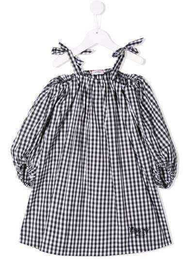 Pinko Kids клетчатое платье с открытыми плечами