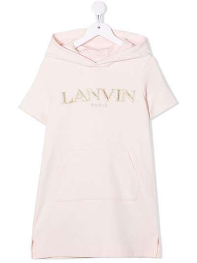 LANVIN Enfant платье с капюшоном и вышитым логотипом