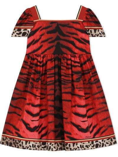 Dolce & Gabbana Kids платье с тигровым принтом