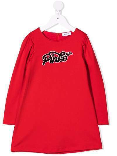 Pinko Kids платье с длинным рукавами и логотипом