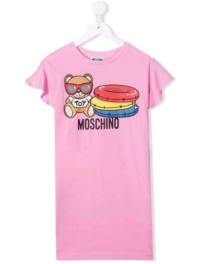 Moschino Kids платье-рубашка с логотипом