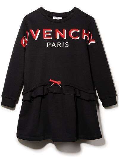 Givenchy Kids платье с длинными рукавами и логотипом