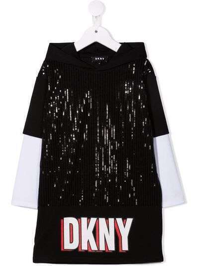 Dkny Kids платье-джемпер с капюшоном и логотипом