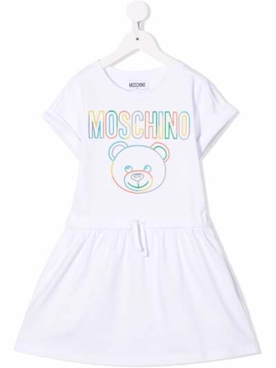 Moschino Kids платье-футболка с вышитым логотипом