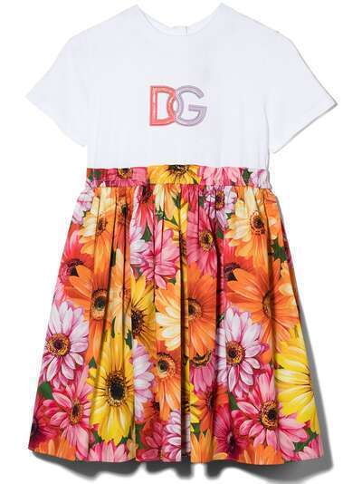Dolce & Gabbana Kids расклешенное платье с цветочным принтом