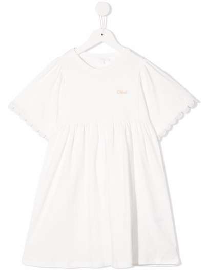 Chloé Kids расклешенное платье с вышитым логотипом