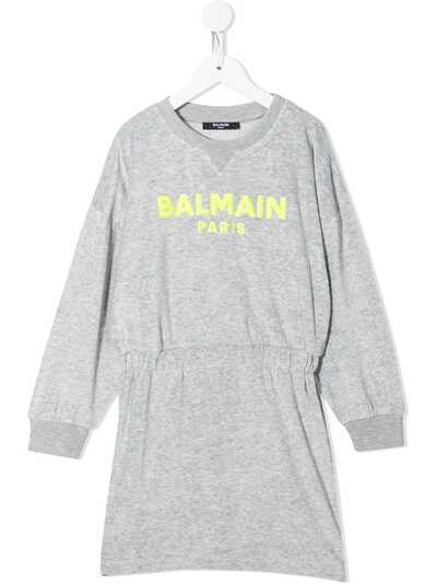 Balmain Kids платье-свитер с логотипом