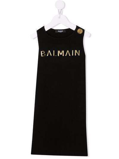 Balmain Kids платье без рукавов с логотипом