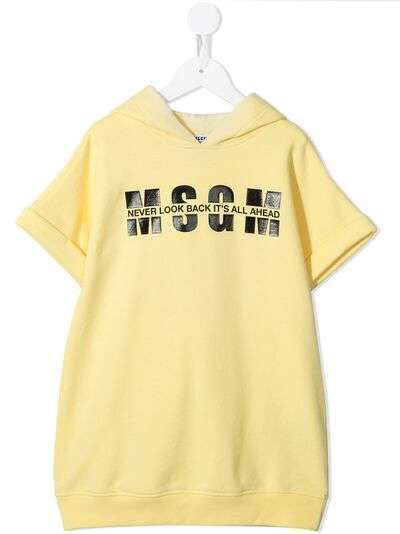 MSGM Kids платье с капюшоном и логотипом