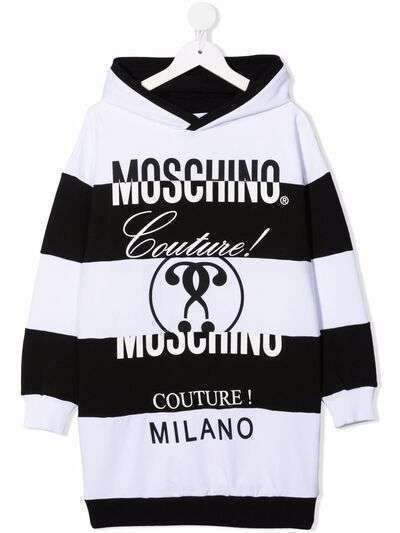 Moschino Kids платье с капюшоном и логотипом