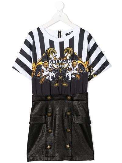 Balmain Kids платье с принтом