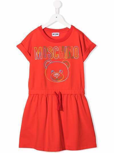 Moschino Kids платье с вышитым логотипом
