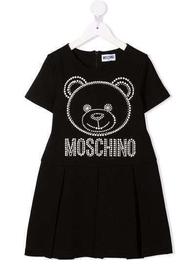 Moschino Kids платье Teddy Bear с заклепками