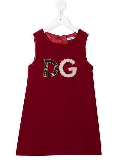Dolce & Gabbana Kids платье с нашивкой-логотипом