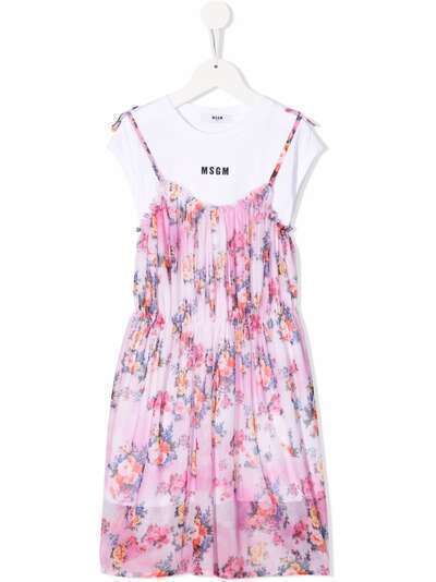 MSGM Kids платье-футболка с цветочным принтом