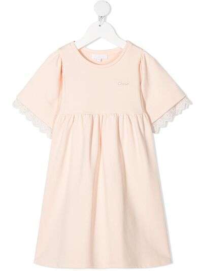 Chloé Kids платье с вышитым логотипом