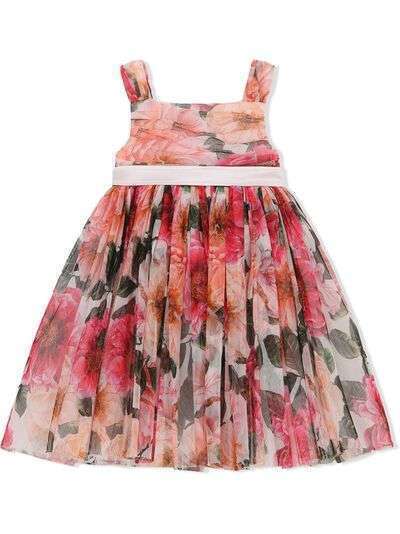 Dolce & Gabbana Kids платье мини с цветочным принтом и складками