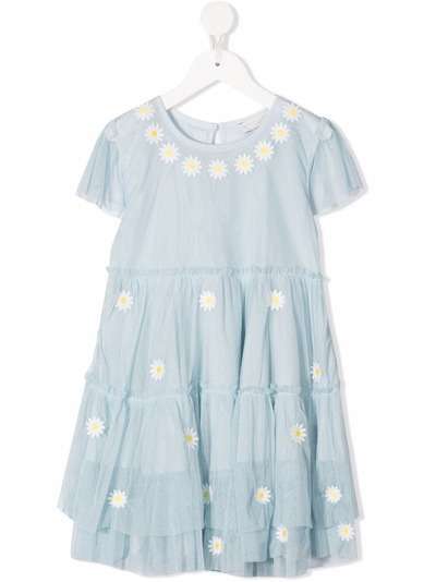 Stella McCartney Kids платье из тюля с цветочной вышивкой