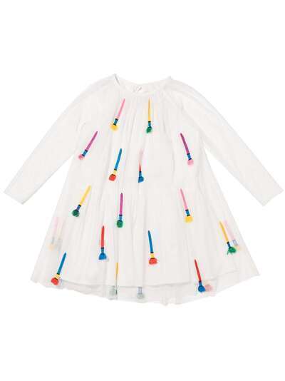 Stella McCartney Kids платье с длинными рукавами и контрастной отделкой