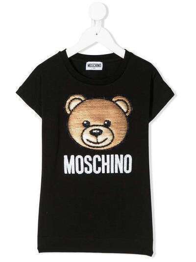 Moschino Kids декорированная футболка Teddy Bear HAM02VLBA10