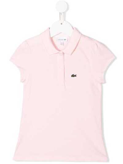 Lacoste Kids рубашка-поло с вышитым логотипом и фестонами PJ359400T03