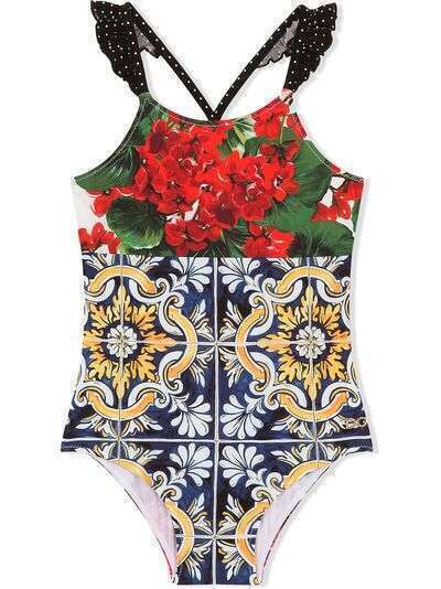 Dolce & Gabbana Kids купальник с цветочным принтом
