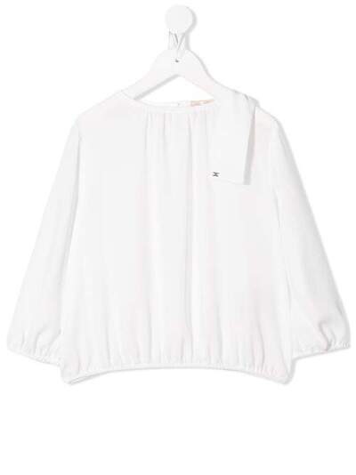 Elisabetta Franchi La Mia Bambina блузка с деталью в виде шарфа EFCA96GA35