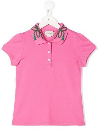 Gucci Kids рубашка-поло с отделкой Web 579186XJBER