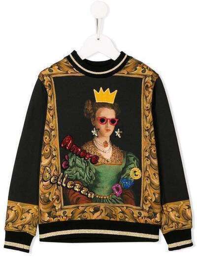 Dolce & Gabbana Kids graphic logo print sequin detail sweatshirt L5JW1JG7TUF