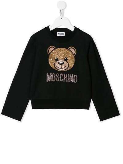 Moschino Kids толстовка с вышивкой кристаллами HDF025LDA20