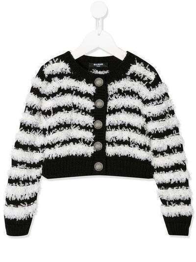 Balmain Kids пушистый кардиган в полоску 6M9000MB430